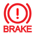Symbole rouge représentant un point d'exclamation avec le mot « BRAKE » en dessous.