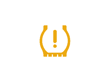 Pictograma galbenă cu un semn de exclamare în cadrul unui simbol de pneu